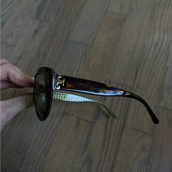 Tory Burch Tortoiseshell Sunglasses with Green Lenses - Picture 3 of 4
